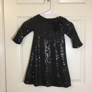 Kid's Dream Sparkling Black Sequin Dress Sz 3/4 Great Condition Formal / Wedding